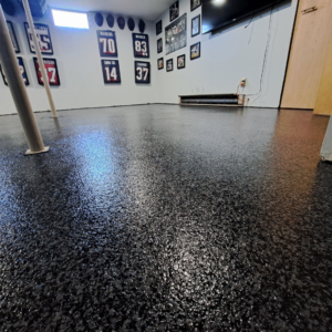 Close-up of Basement with Galaxy flake color from Galaxy Concrete.