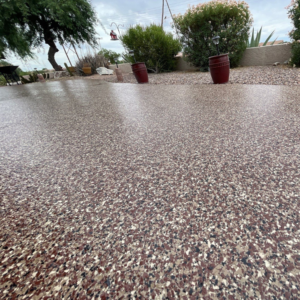 Close-up of Patio with Mars flakes from Galaxy Concrete.
