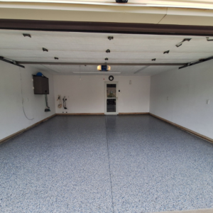 Garage floor with Comet flake color.