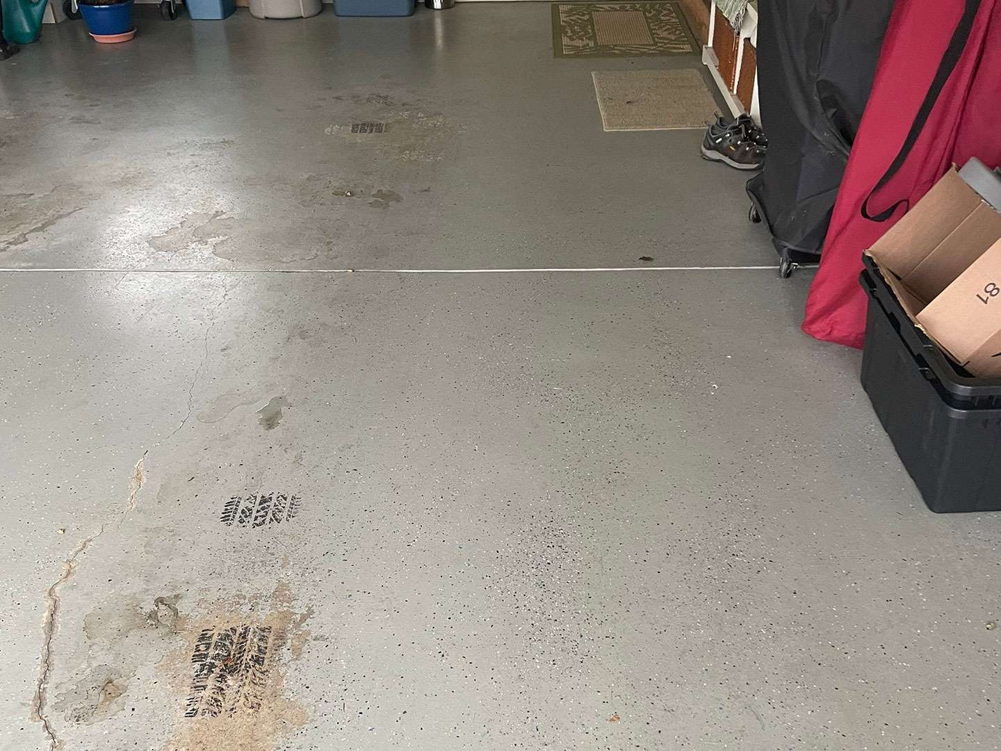 Garage floor that had epoxy coating on it